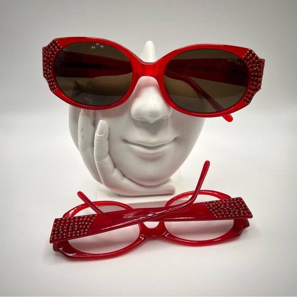 AUTHENTIC DESIGN OPTICAL RED FRAME/ EYEGLASSES/SUNGLASSES M 3238 WITH STONES - Picture 6 of 10